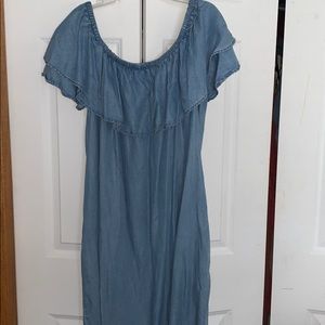 Blue Off the Shoulder Dress